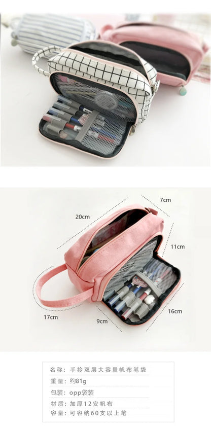 Large Capacity Canvas Pencil Case