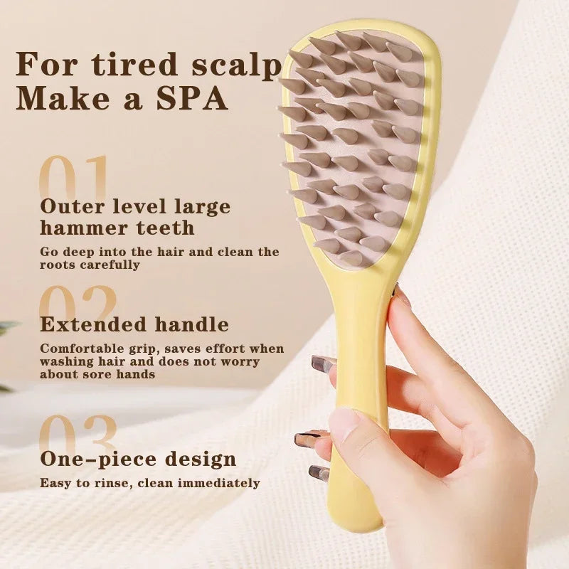 Long Handle Silicone Scalp Massage Shampoo Brush
