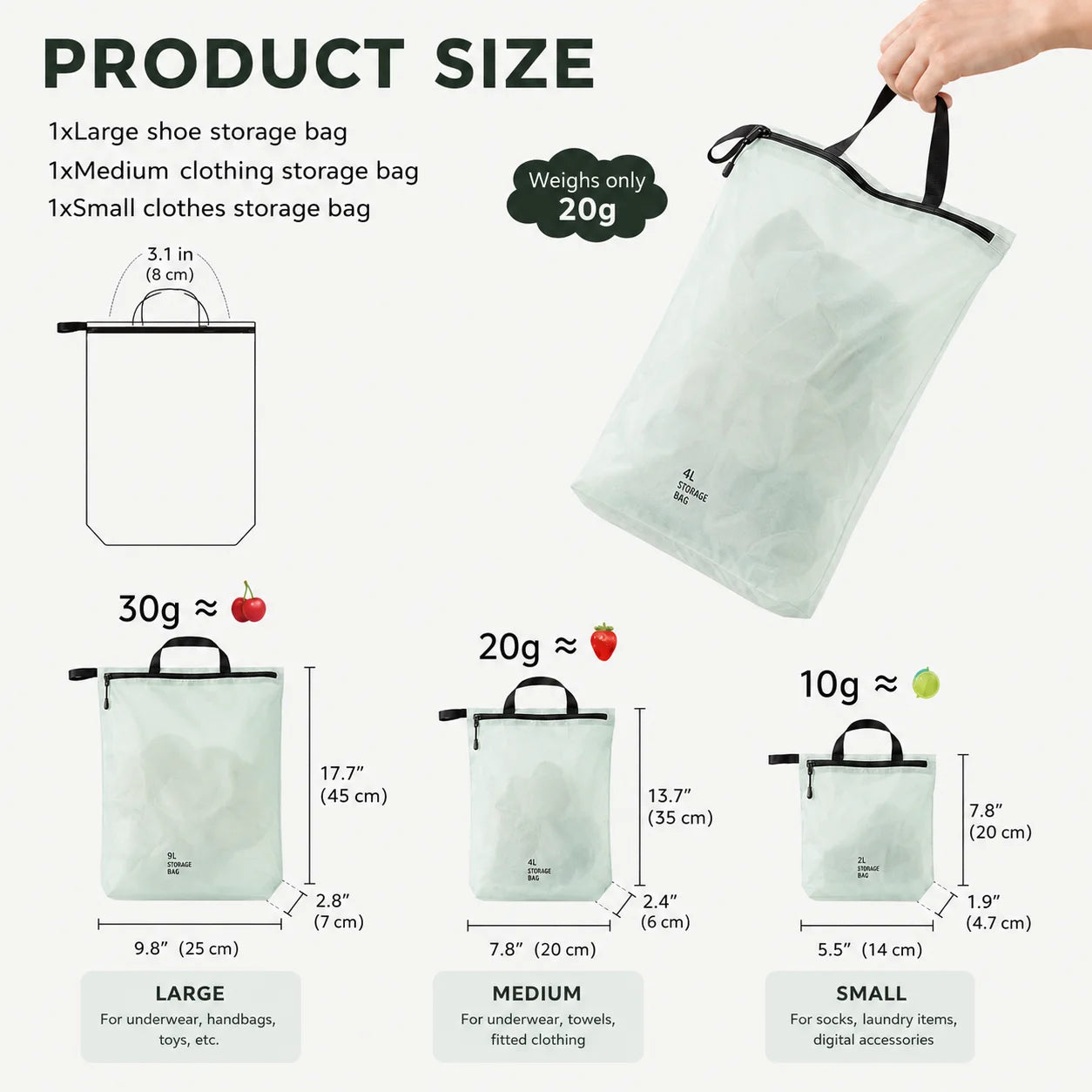Waterproof Travel Storage Pouch with Zipper Handle