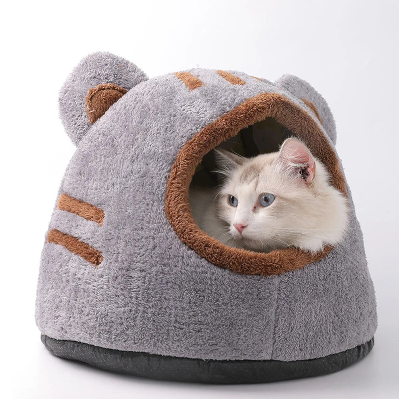 Bear Head Plush Pet Cave Bed