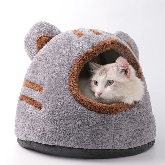 Bear Head Plush Pet Cave Bed