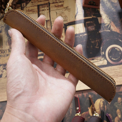 Vintage Genuine Leather Pencil Case