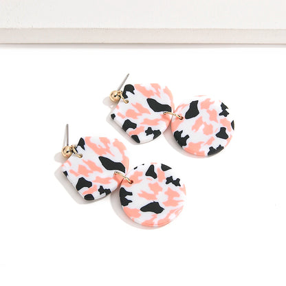 AENSOA  Colorful Painted Pattern Acrylic Drop Earrings