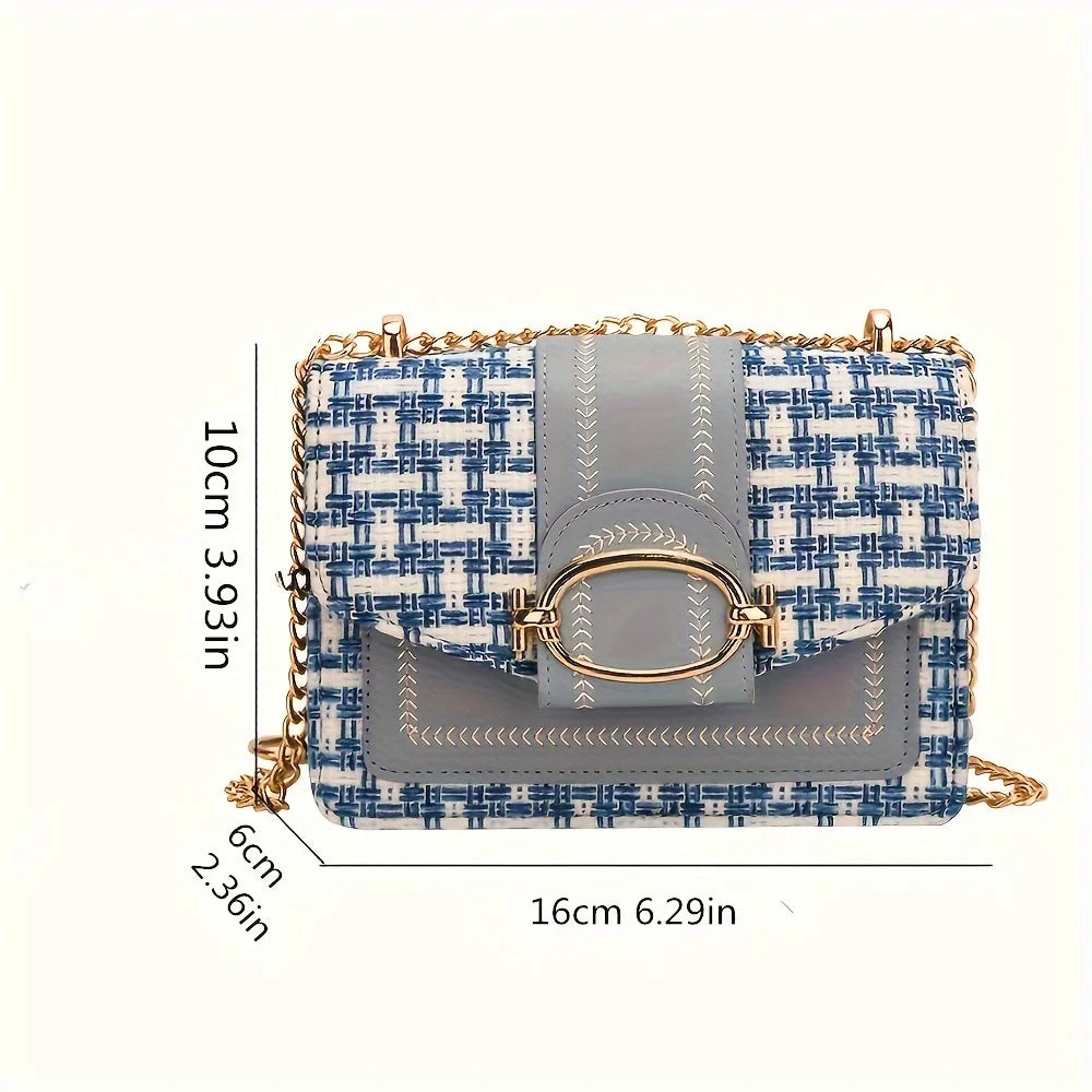 Chic Mini Plaid Tweed Crossbody Bag