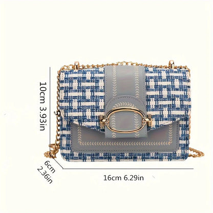Chic Mini Plaid Tweed Crossbody Bag