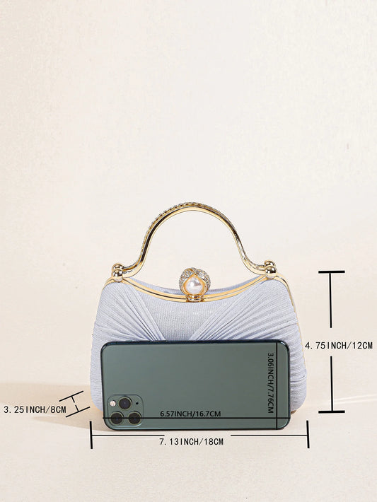 Ruched Glitter Evening Clutch Bag