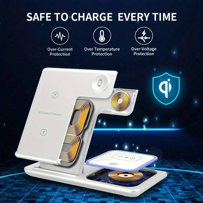 3-in-1 Foldable Wireless Charging Station with LED Light