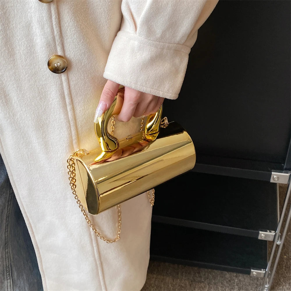 Golden Cylinder Evening Clutch