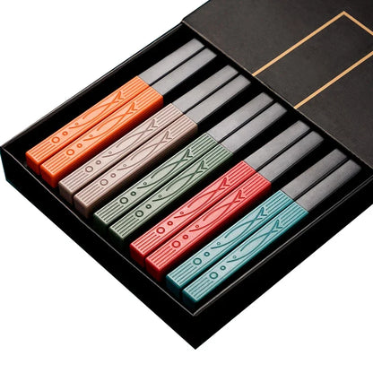 5 Pairs Stainless Steel Non-Slip Chopsticks Set