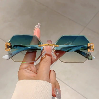 Vintage Rimless Polygon Sunglasses