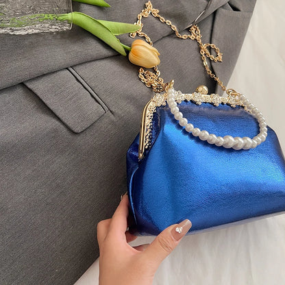 Luxury Pearl Chain Minaudière Shoulder Bag