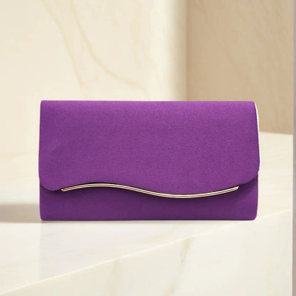 Velvet Envelope Evening Clutch Bag with Chain Strap