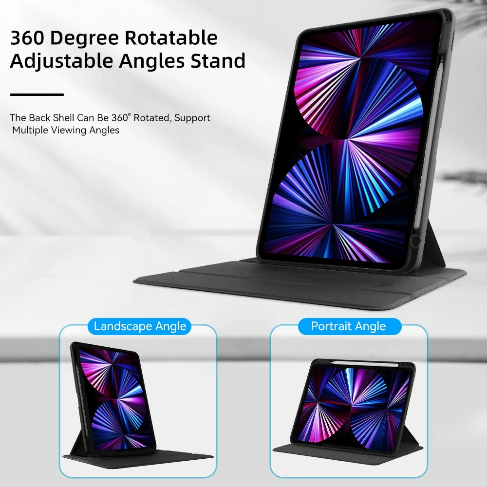 360° Rotatable Transparent Back Case for Apple iPad