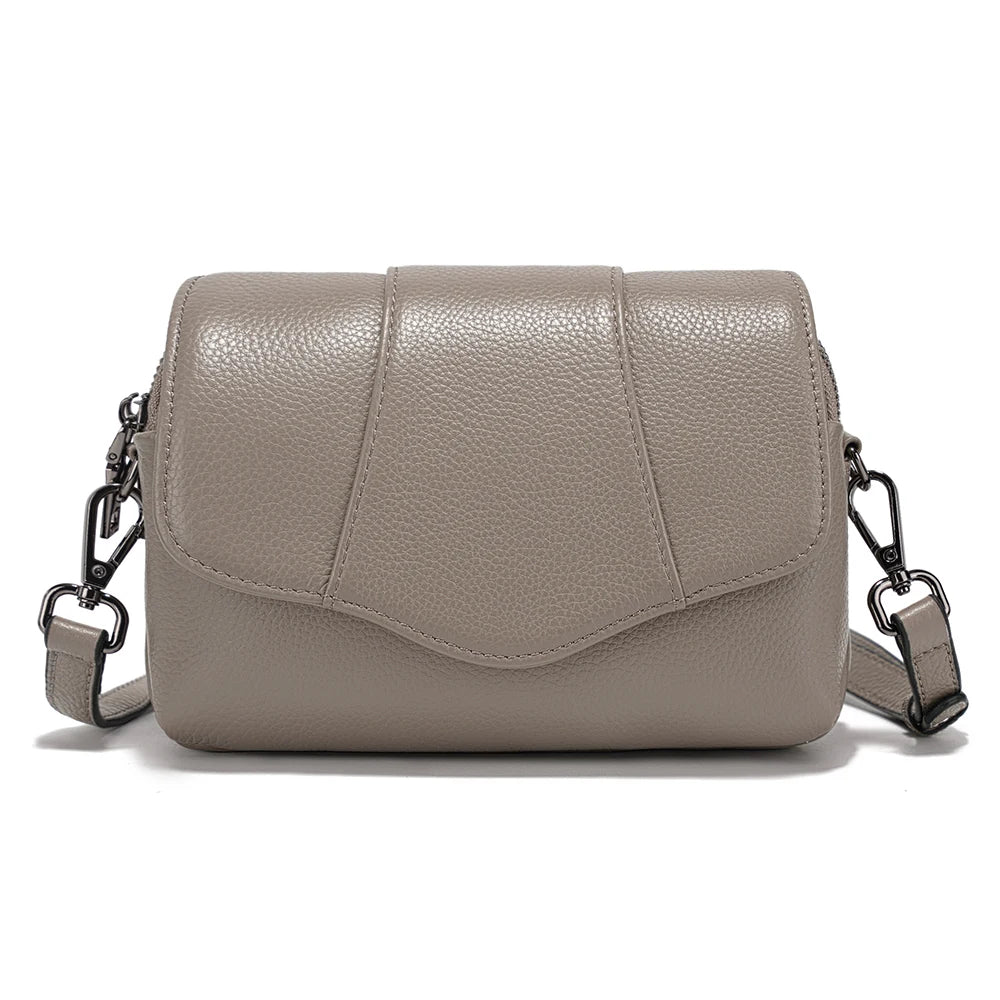 Genuine Leather Multi-Compartment Crossbody Bag