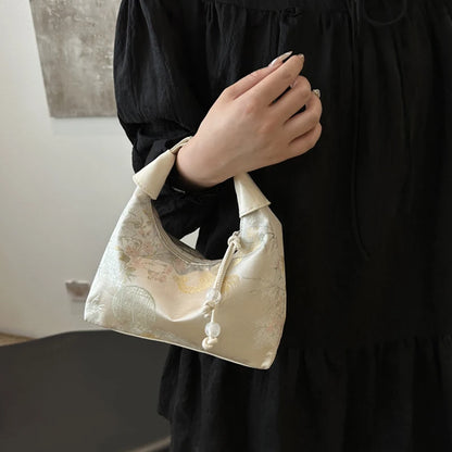 Chinese Embroidered Canvas Shoulder Handbag