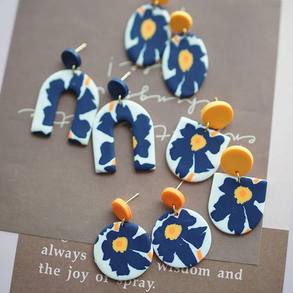Flower Abstract Art Deco Pattern Earrings