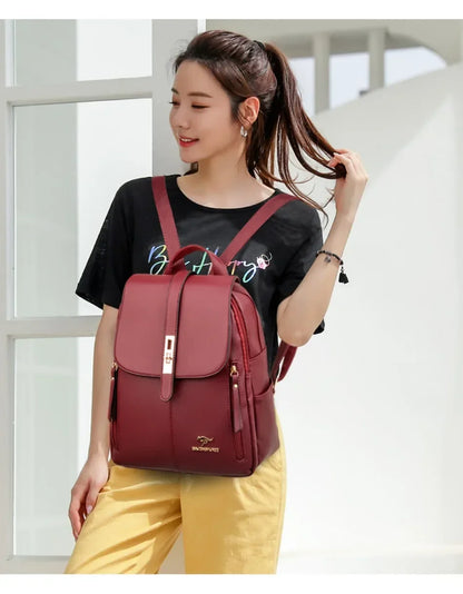 Vintage Leather Backpack for Women