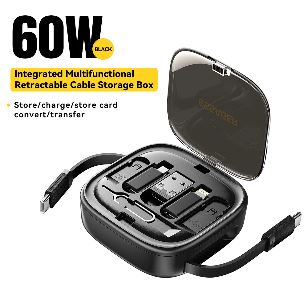 Essager 60W Retractable USB-C Cable Storage Box