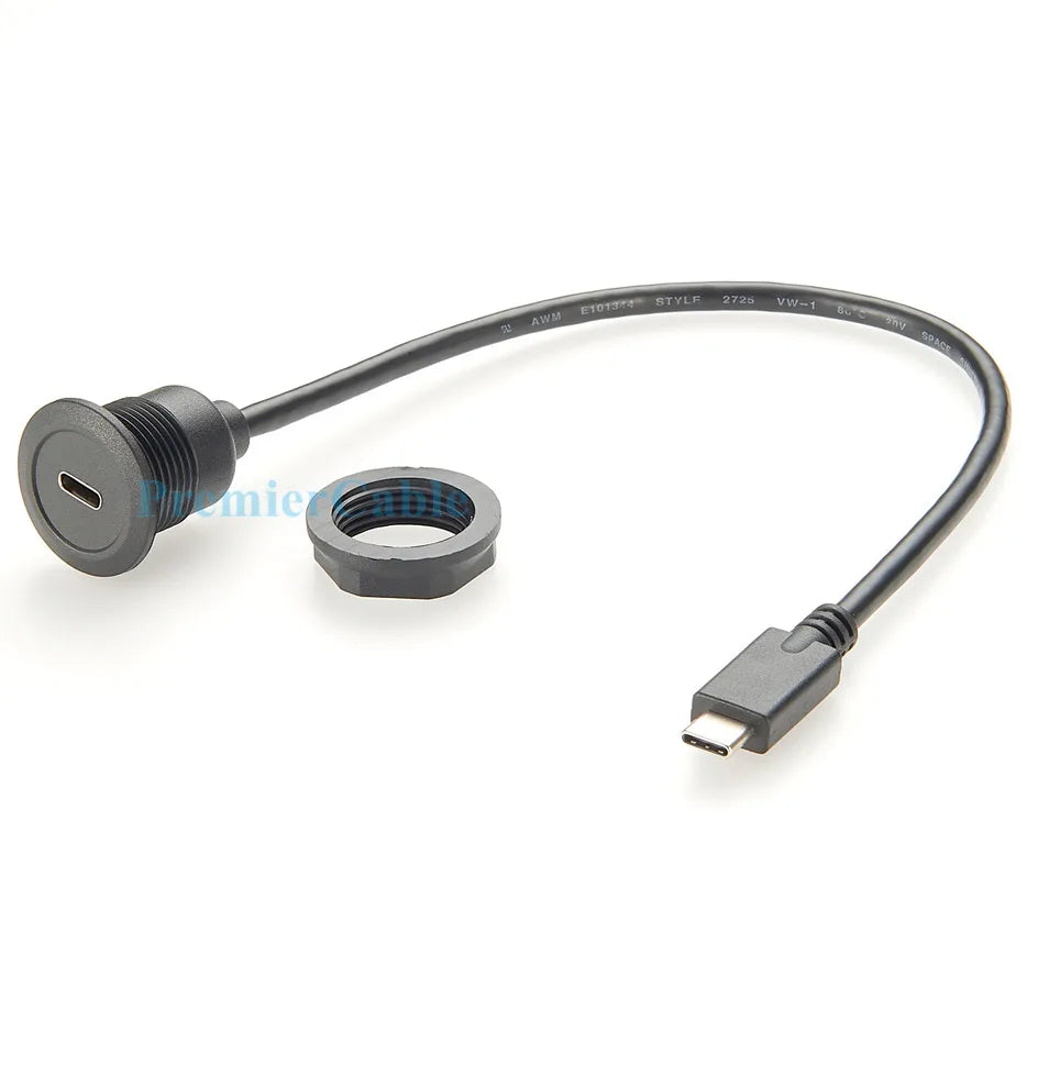 USB 3.1 Type-C Panel Mount Extension Cable – 10Gbps