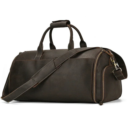 Crazy Horse Leather Travel Bag for Suits