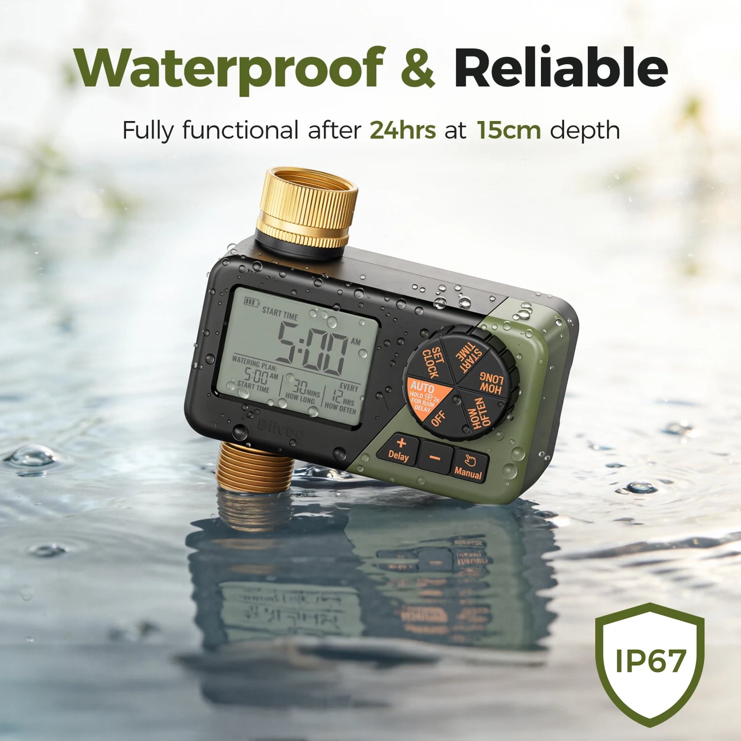 Programmable Garden Water Timer with Brass Fittings