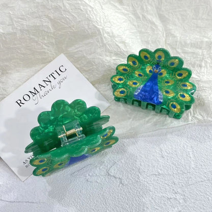 Peacock Acrylic Hair Claw Clip
