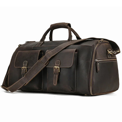 Crazy Horse Leather Travel Bag for Suits