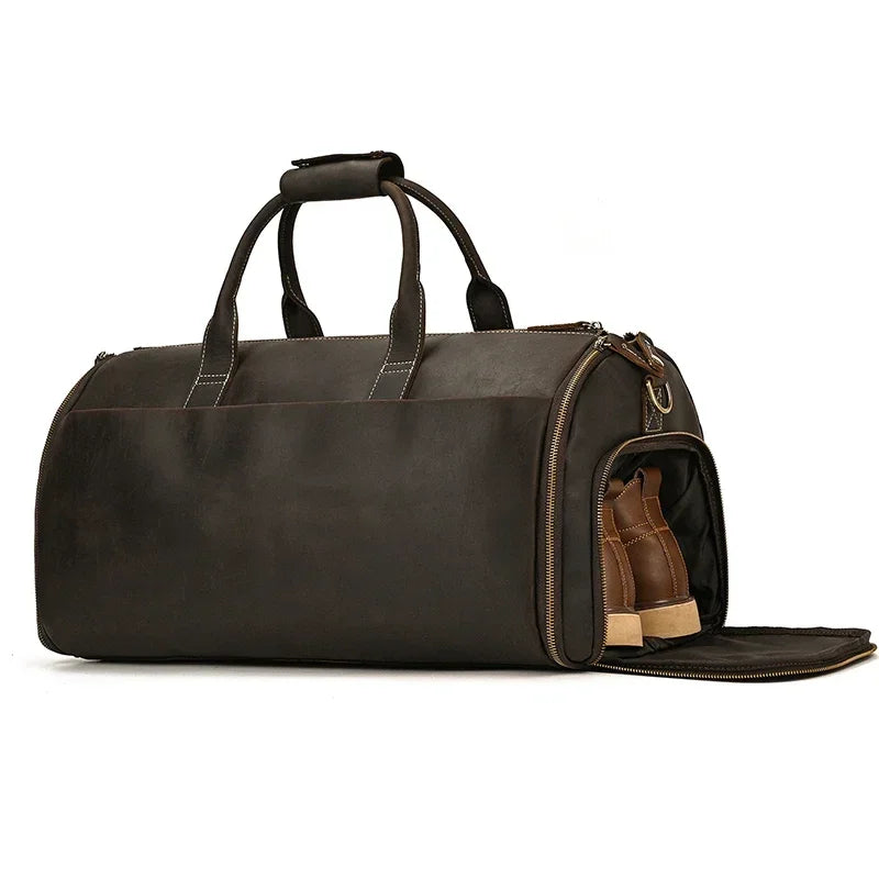 Crazy Horse Leather Travel Bag for Suits