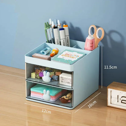 Small Desktop Organizer with Drawers & Storage Box