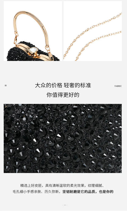 Luxury Heart Crystal Rhinestone Evening Clutch Bag