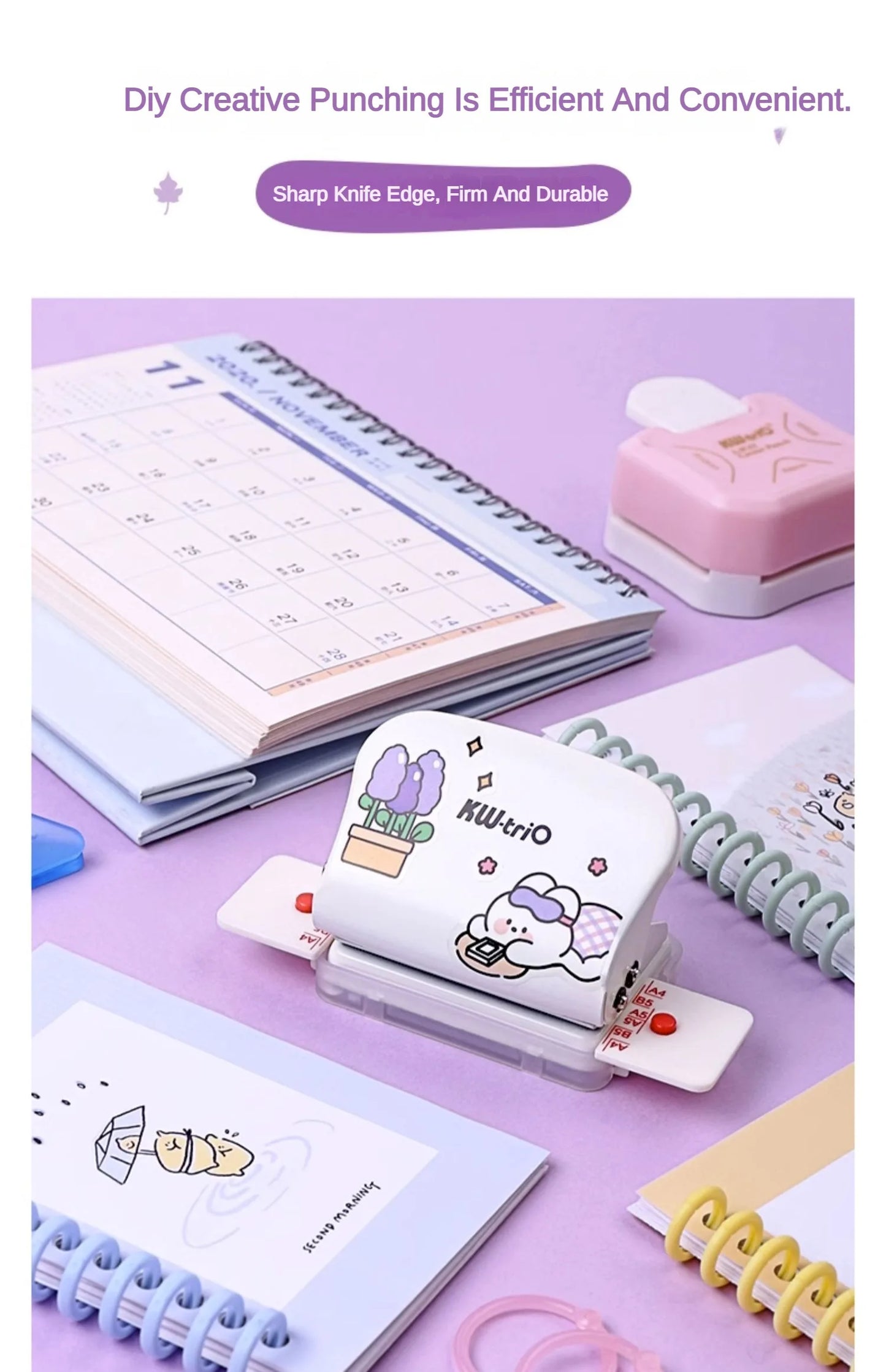 Adjustable 6-Hole Planner Paper Punch