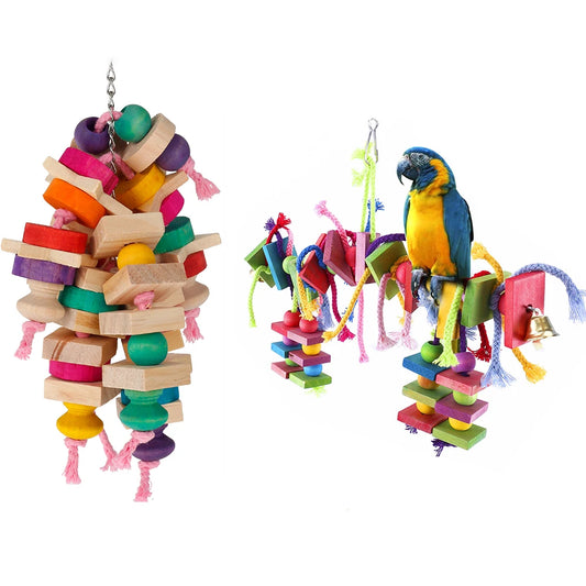 Wooden Parrot Chewing & Foraging Toy