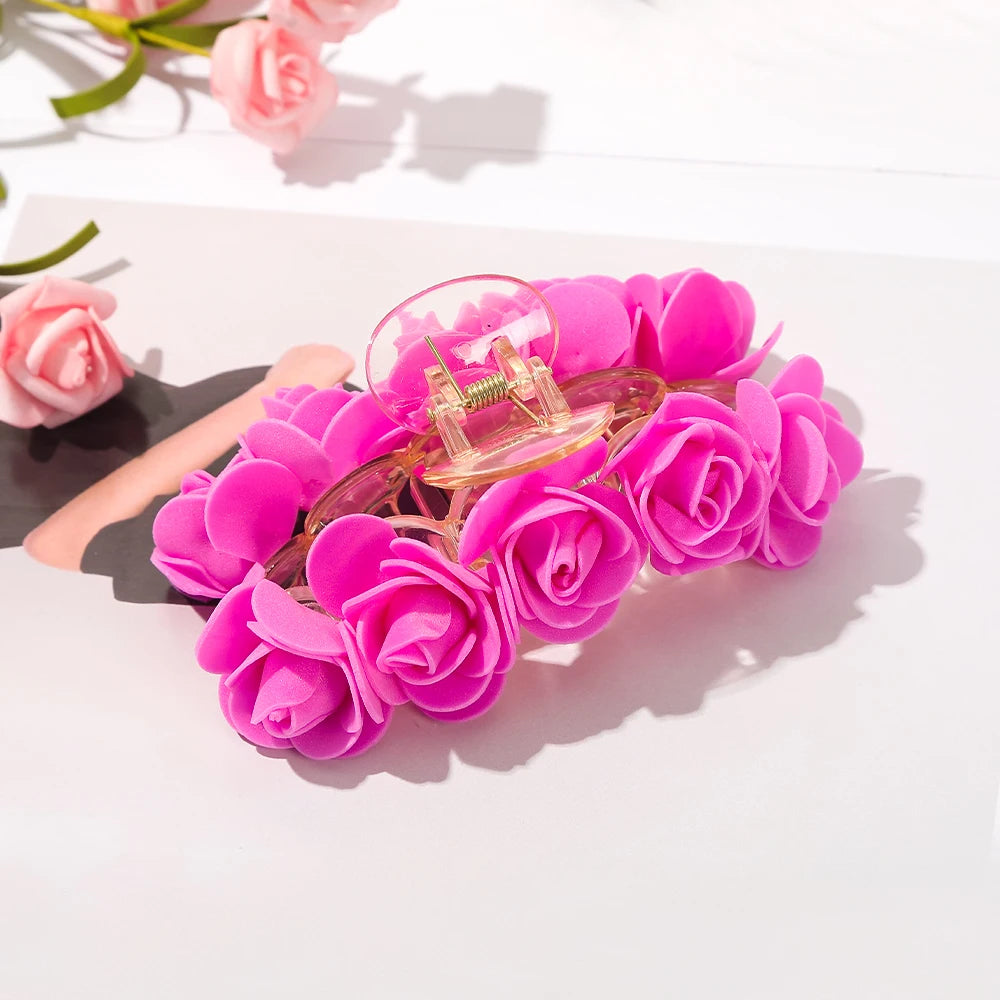 Pink Bubble Flower Hair Claw Clip