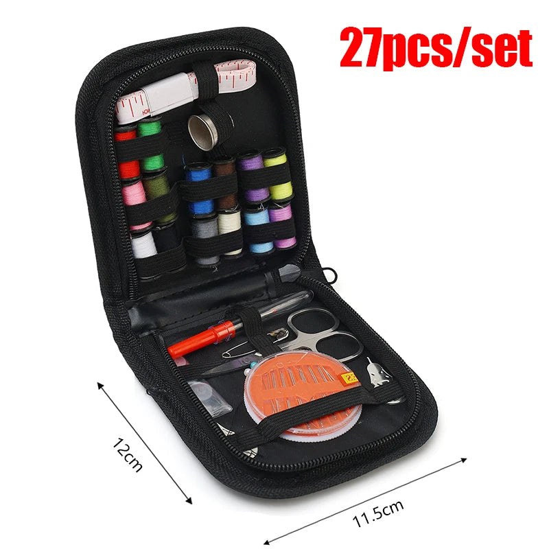 Portable Sewing Kit with Threads & Tools
