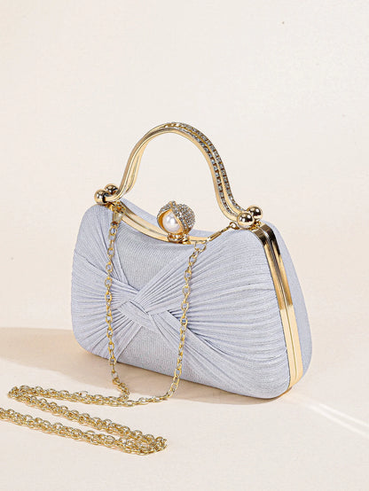 Ruched Glitter Evening Clutch Bag