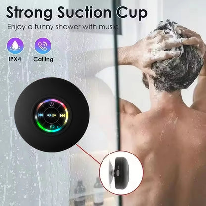 Portable Waterproof Bluetooth Speaker with Suction Cup & LED Lights
