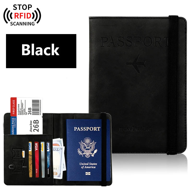 PU Leather Passport Cover & Document Organizer