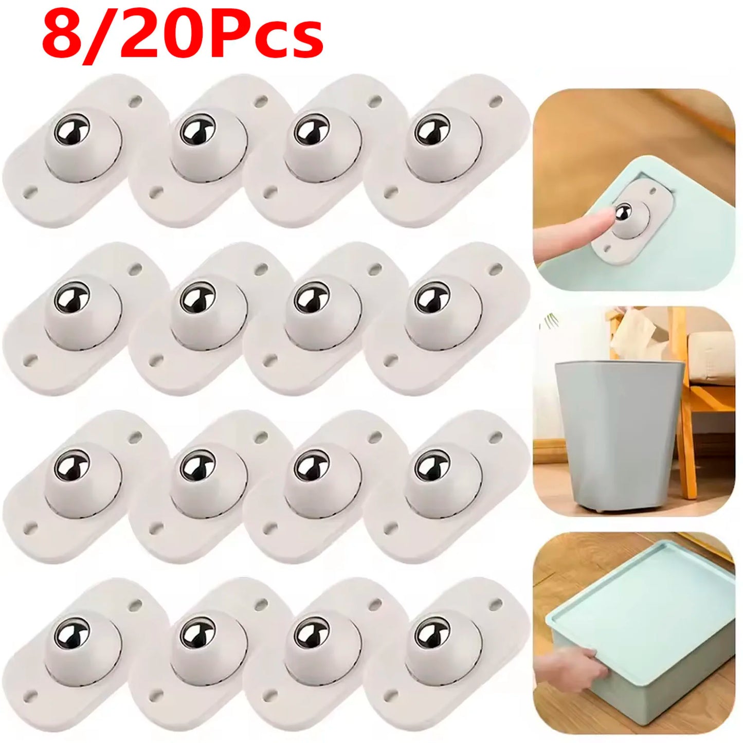 Self-Adhesive Mini Swivel Furniture Casters – 360° Rotating Wheels