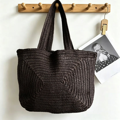 Title Women’s Bohemian Woven Paper Rope Tote Bag