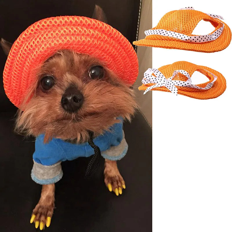 Summer Sunscreen Dog Baseball Cap with Ear Holes