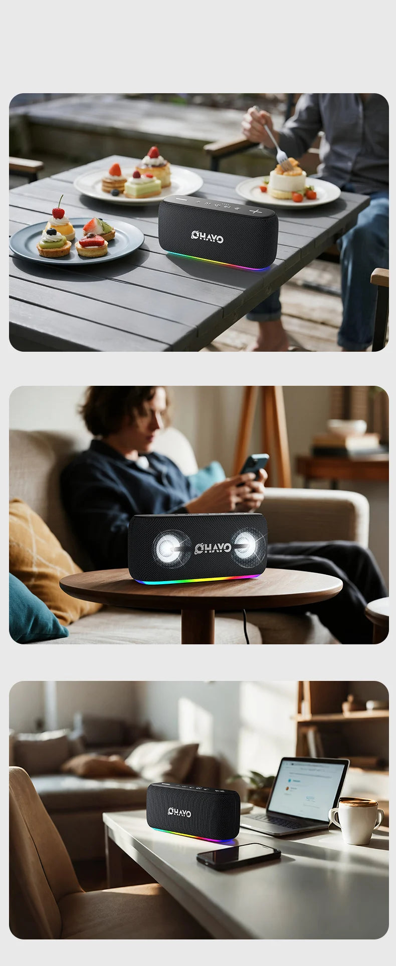 60W Wireless Speaker with RGB Lights & Waterproof Design