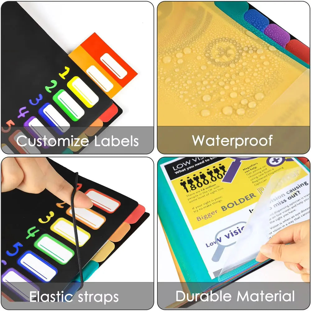 A4 Expanding File Folder with 12 Colour Tabs