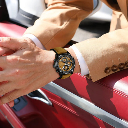 Men's Leather Quartz Chronograph Watch