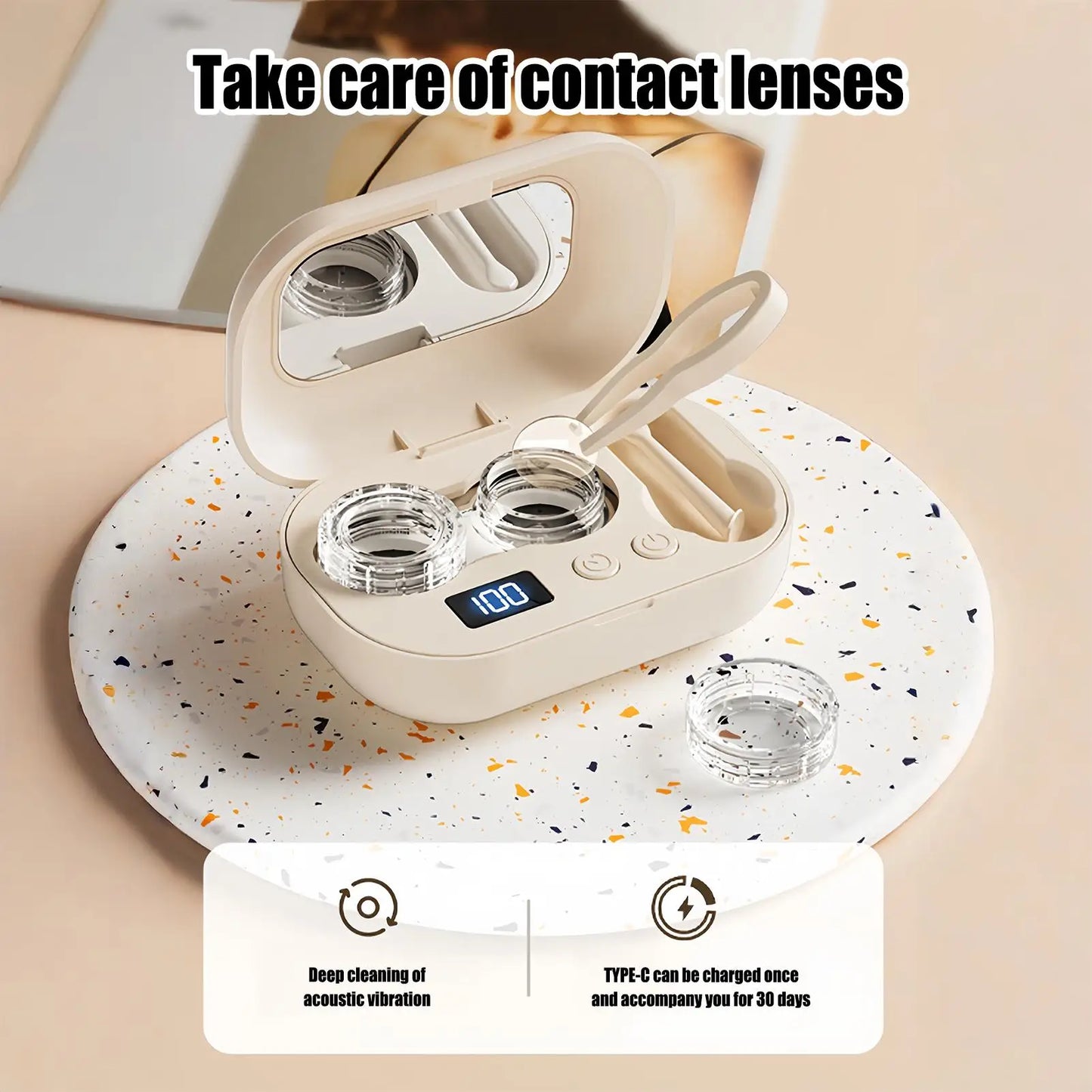 Ultrasonic Contact Lens Cleaning Case