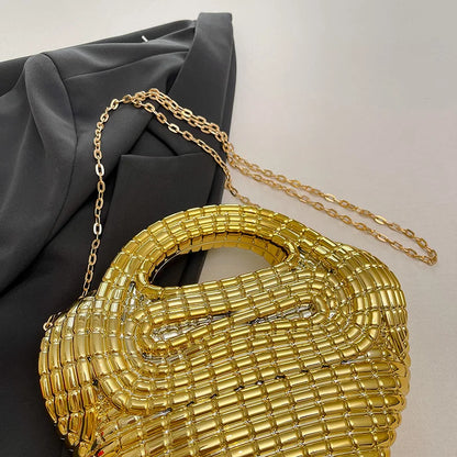 Metallic Acrylic Woven Handbag