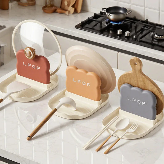 Bear Kitchen Pot Lid & Utensil Holder