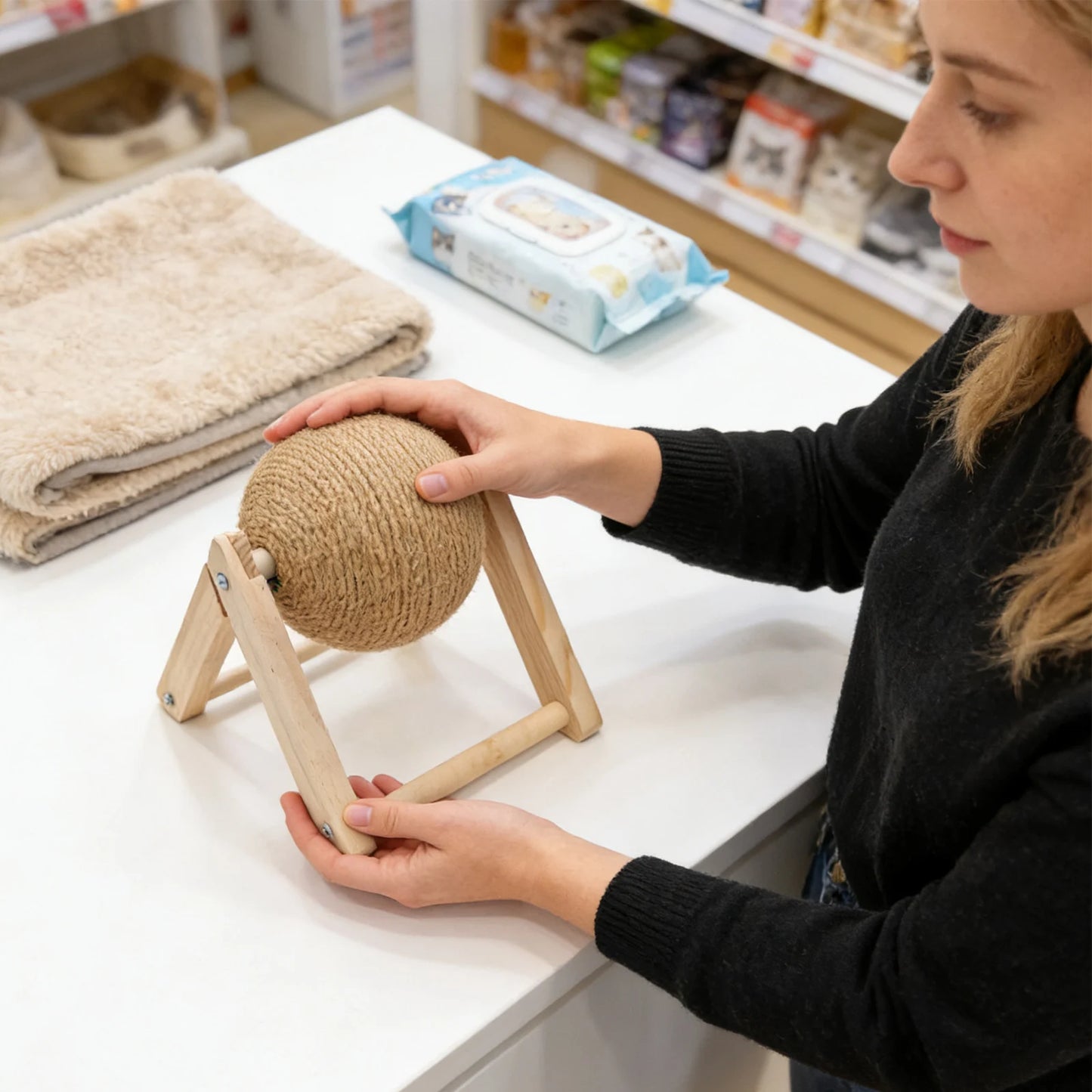 Interactive Sisal Cat Scratching Board with Spinning Ball