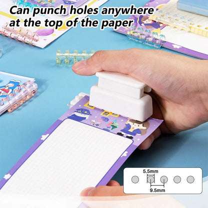 Mini 5-Hole Paper Punch for Loose-Leaf Notebooks