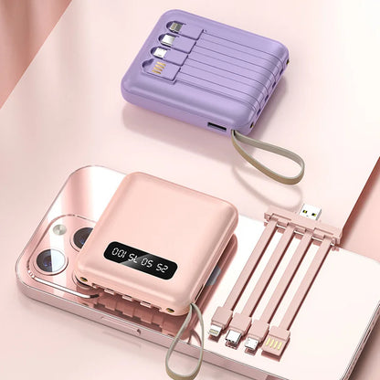20000mAh Portable Power Bank with Built-in Cables