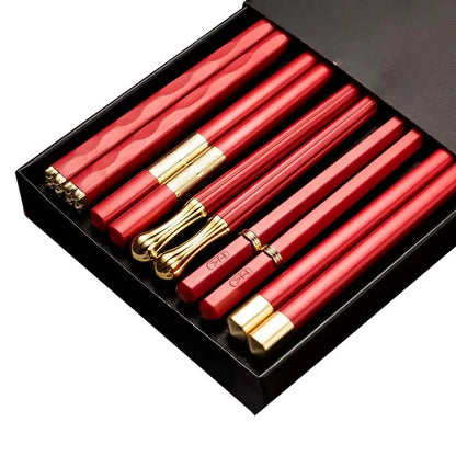 5 Pairs Stainless Steel Non-Slip Chopsticks Set
